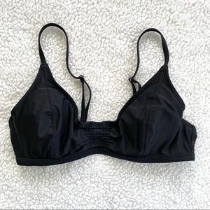 Athleta Black Bikini Top with Scrunch Front & Adjustable Straps